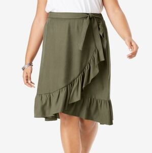 EUC Faux Wrap Skirt with Ruffle Hem